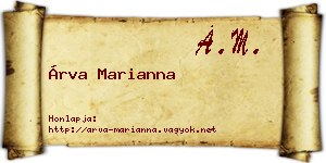 Árva Marianna névjegykártya